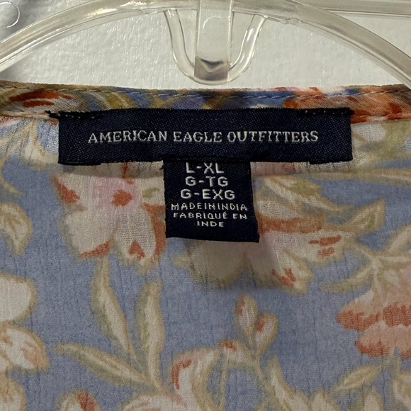 American Eagle Outfitters Floral Kimono | Blue and Pink | Size Large / X-Large - Picture 3 of 3